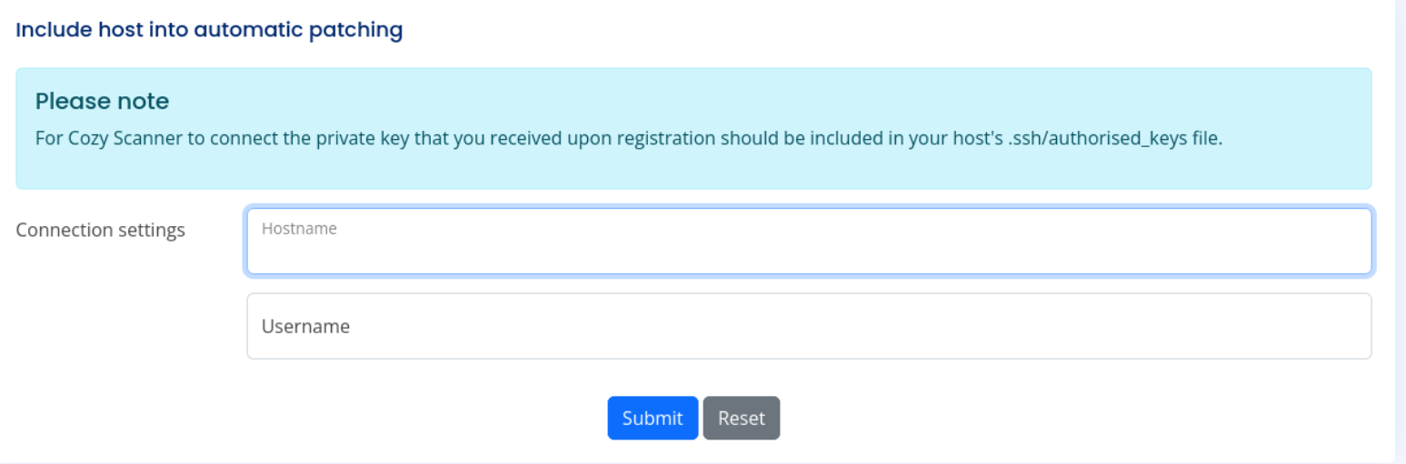 SSH form