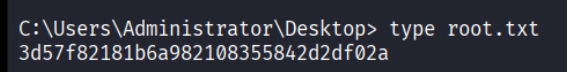 type root.txt showing the root flag