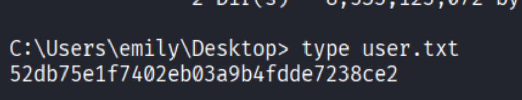 user.txt from Emily’s Desktop