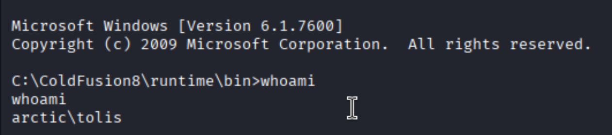 Reverse shell landed as arctic\\tolis