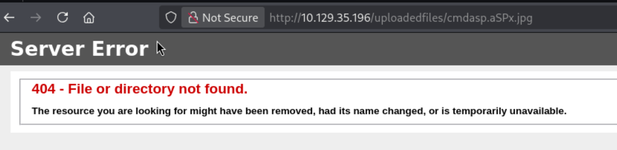 404 error when accessing the double-extension bypass