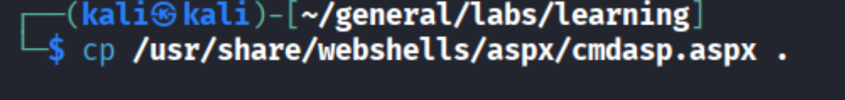Copying cmdasp.aspx webshell