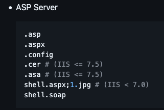 PayloadsAllTheThings listing .config as executable on IIS
