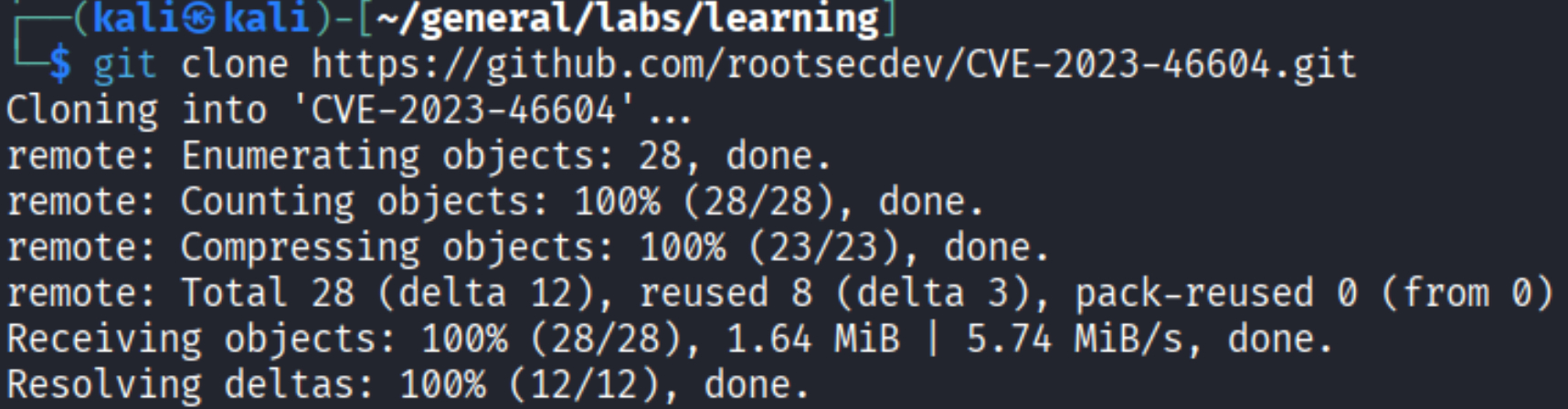 Git clone CVE-2023-46604