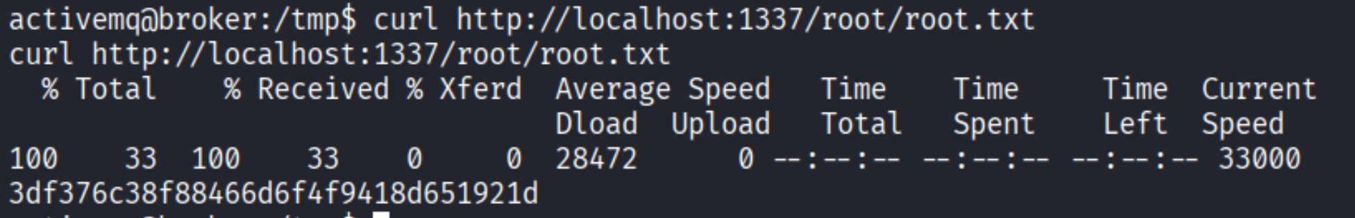 Reading root flag via curl