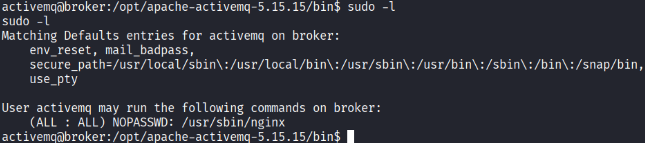 sudo -l output