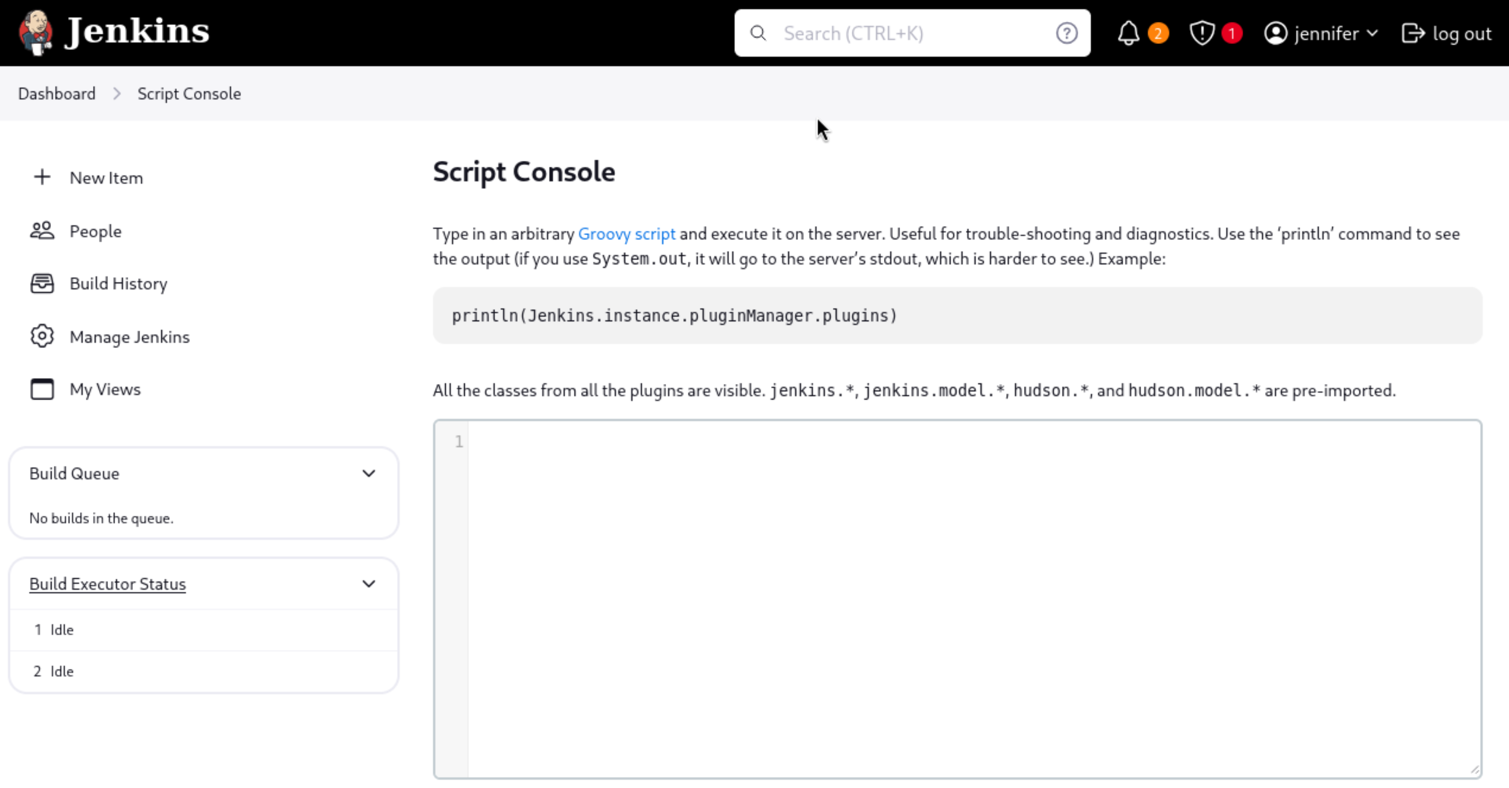 Jennifer's Jenkins Script Console