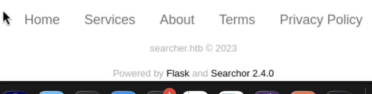 Website footer showing Searchor 2.4.0