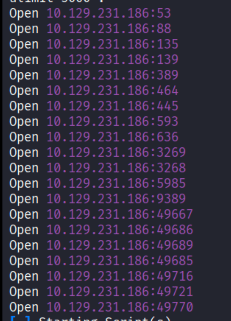 nmap scan showing open ports on certified.htb