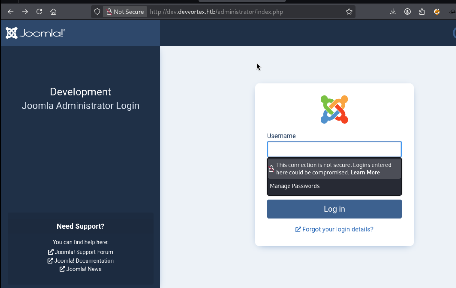 Joomla admin login