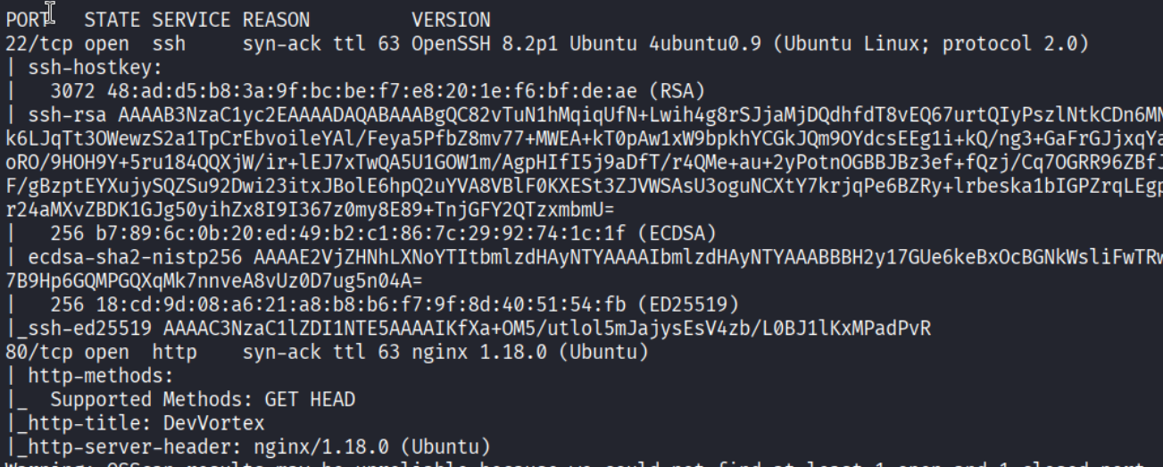 Nmap results