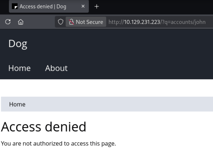 accounts/john returns Access denied