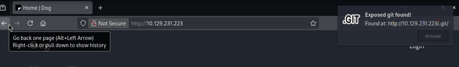 .git exposed in browser