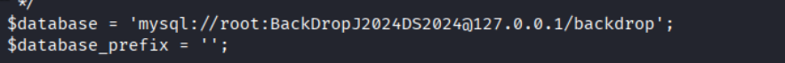 settings.php database credentials