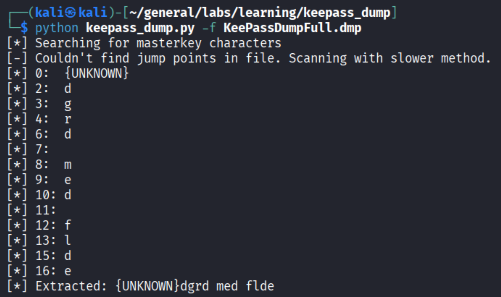 keepass_dump partial output
