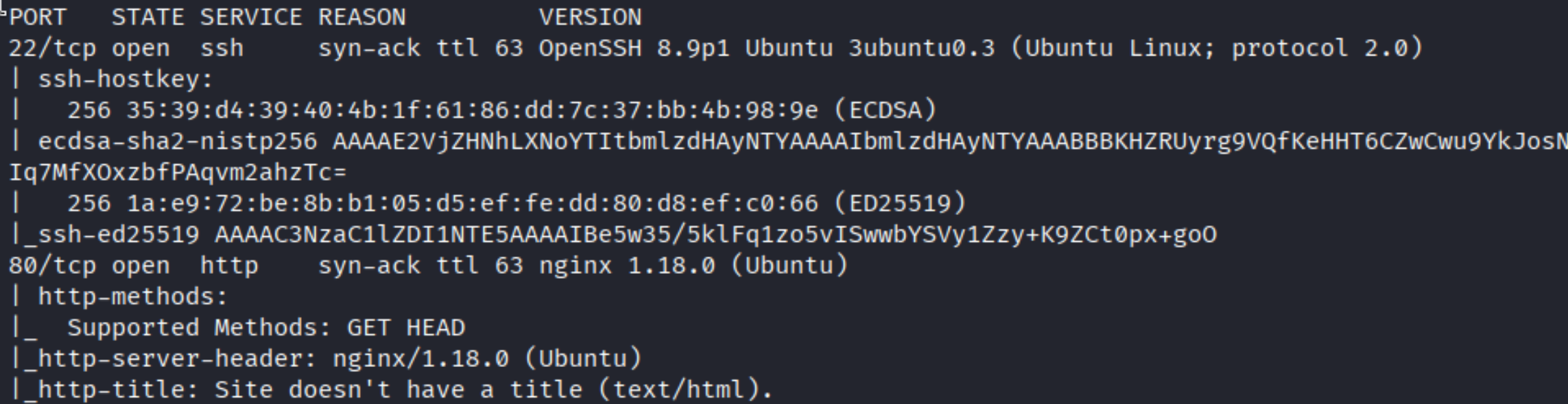 Nmap results