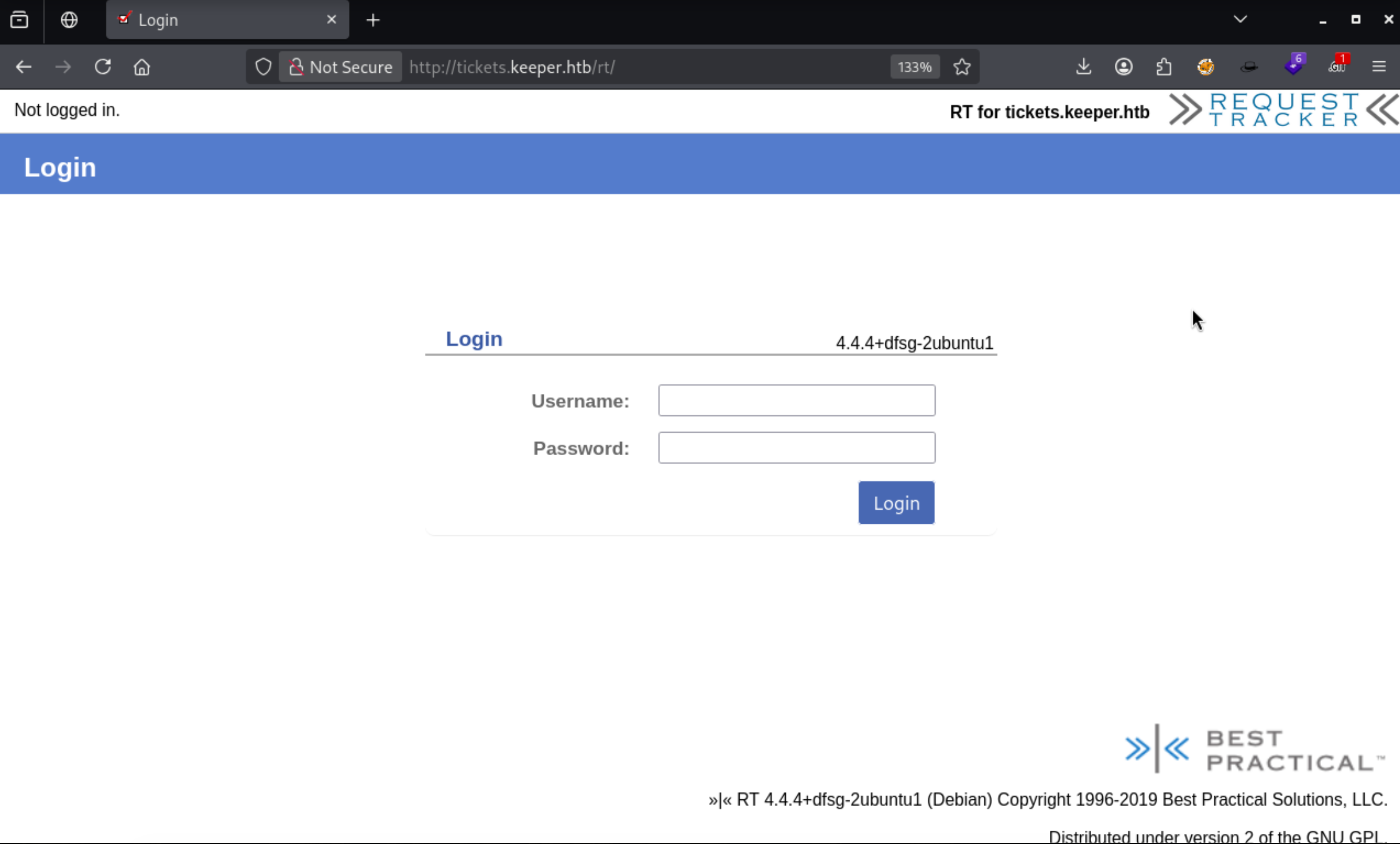 RT login page