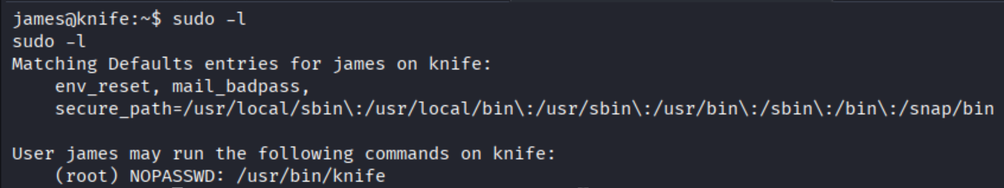 sudo -l output