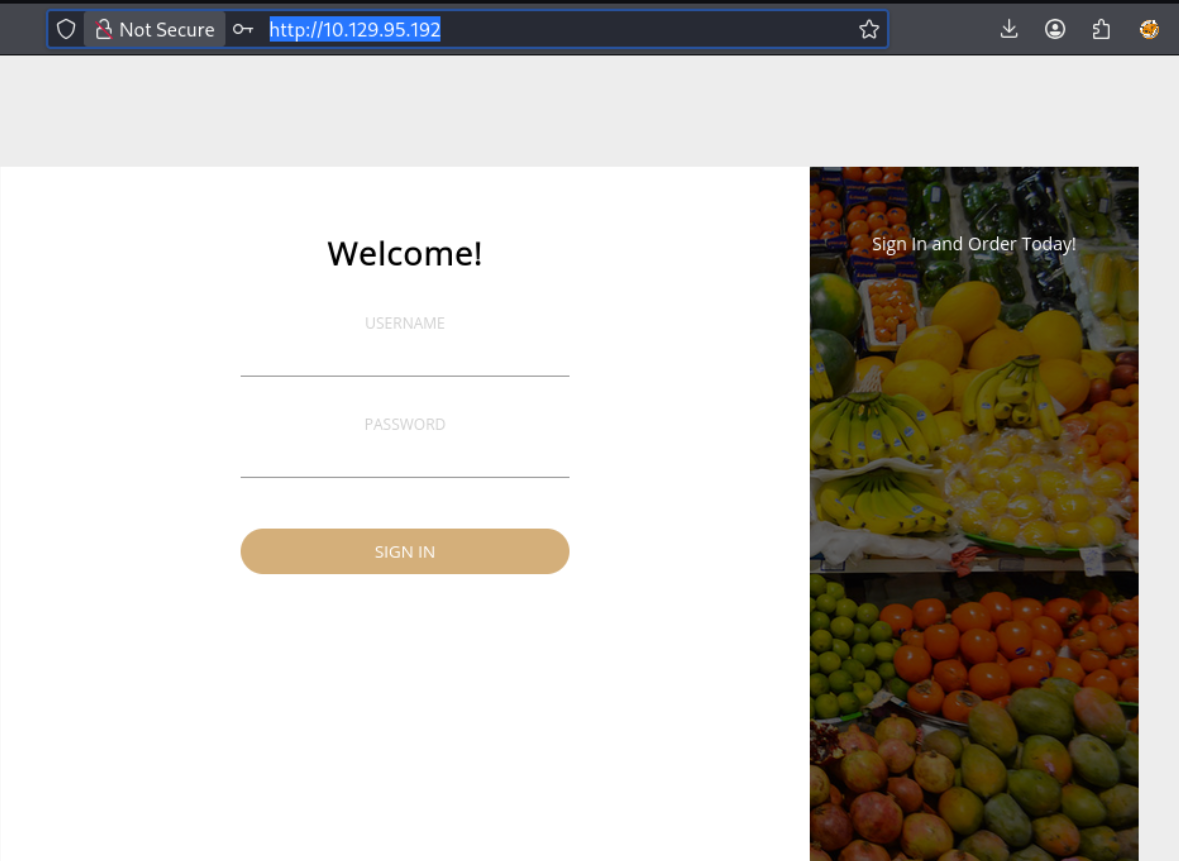 Login page