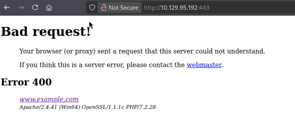 Port 443 Bad Request