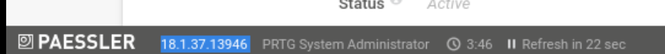 PRTG footer showing version 18.1.37.13946