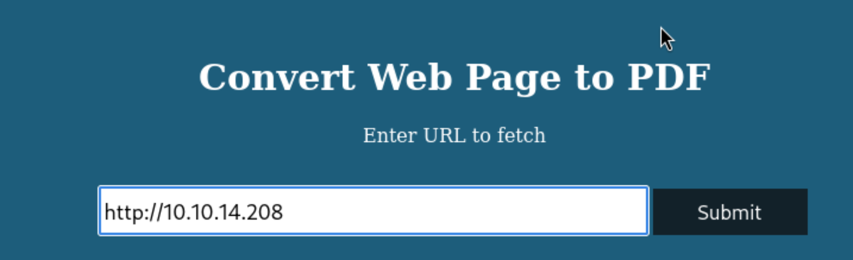 Submitting Kali IP to generate PDF