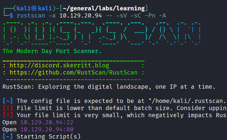 RustScan initial scan