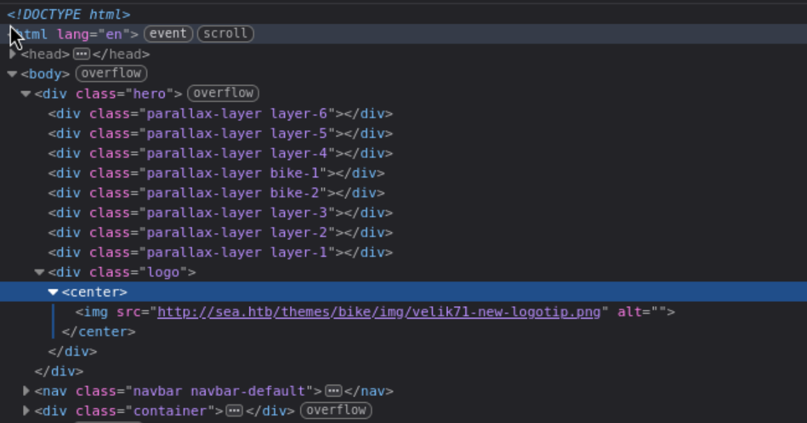 Source code showing /themes/bike/ path