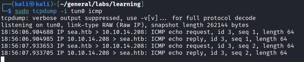 tcpdump confirm
