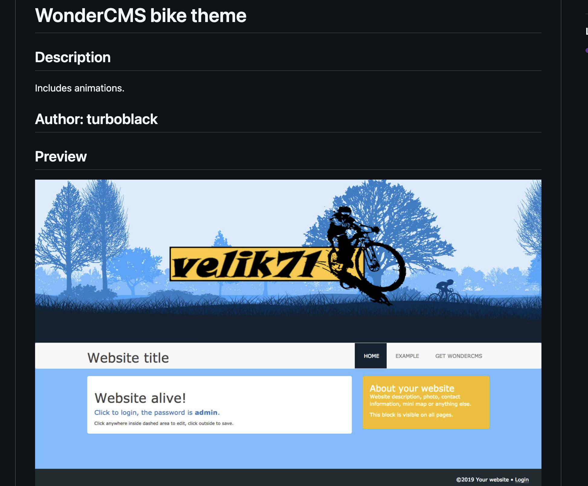 WonderCMS bike theme