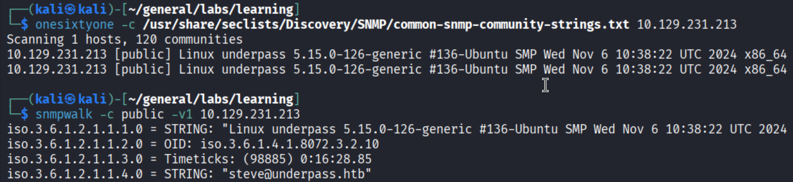 SNMP community scan and walk output